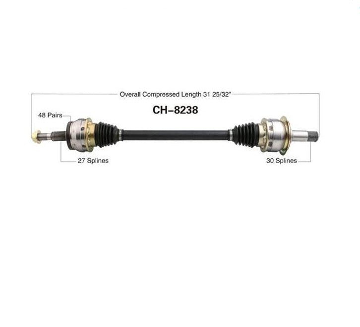 D/S Rear Axle Fits 300 Magnum 6.1L SRT8 30 Spline In 27 Spline Out Magnetic Ring