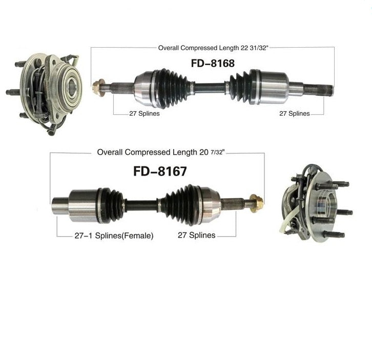Nuevo (2) ejes CV delanteros para rodamientos de buje delantero 03-05 Sport Trac 03-11 Ranger 4x4