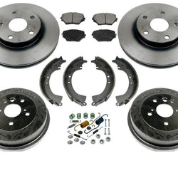 Fits 03-05 Toyota Rav4 Frt Rotors Ceramic Brake Pads Rear Brake Drums Shoes Kit