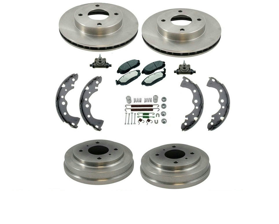 Sentra 02-06 1.8L 4 Stud Frt Rotores Pastillas de freno Tambores Zapatas de freno Cilindros 9 piezas
