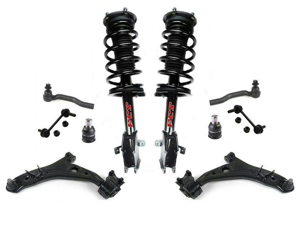 For Lincoln MKX (2) Frt Coil Spring Struts Control Arms BJ Tie Rods Sway Bar 8Pc