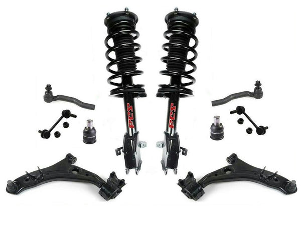 For Lincoln MKX (2) Frt Coil Spring Struts Control Arms BJ Tie Rods Sway Bar 8Pc