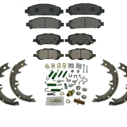 Fits 09-15 Venza Front & Rear Ceramic Pads Parking Brake Shoe Set Springs 4Pcs