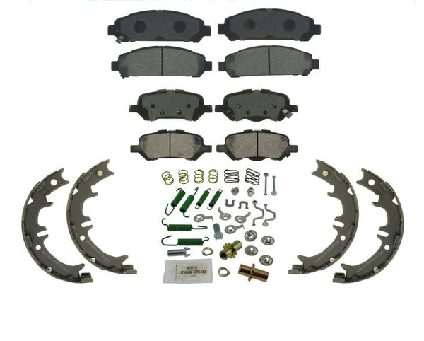 Fits 09-15 Venza Front & Rear Ceramic Pads Parking Brake Shoe Set Springs 4Pcs