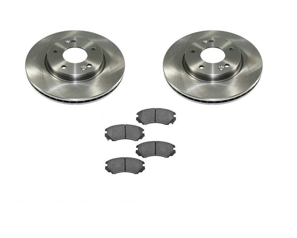 Coated Front Improved Disc Rotors & Brake Pads for Hyundai Elantra 1999-2006