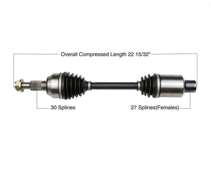Eje del lado del pasajero delantero 70399 para 2.4L Terrain y Chevy Equinox 10-14