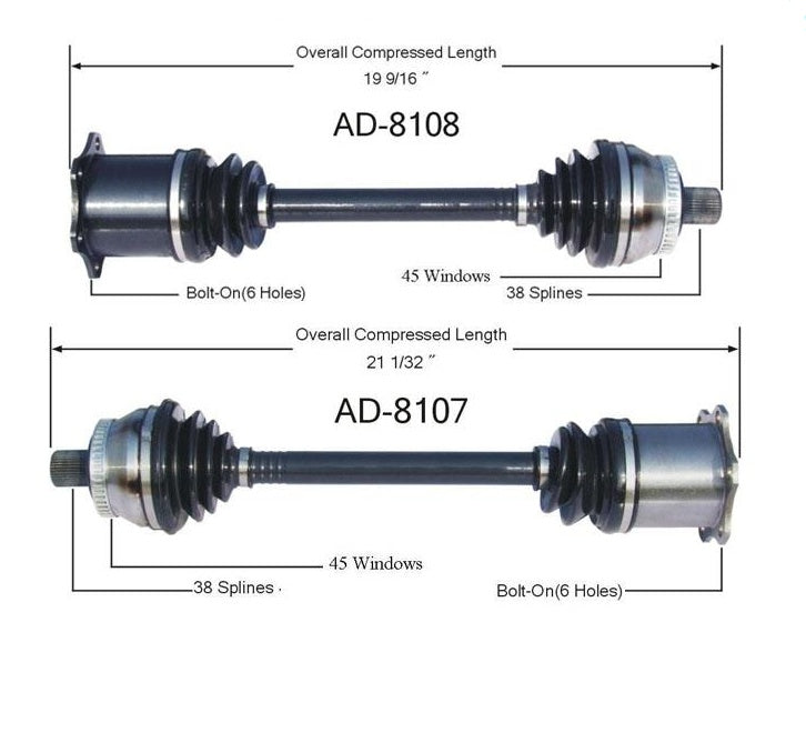 For 01-2005 Allroad Quattro With Automatic Transmission (2) Front CV Axle Shafts