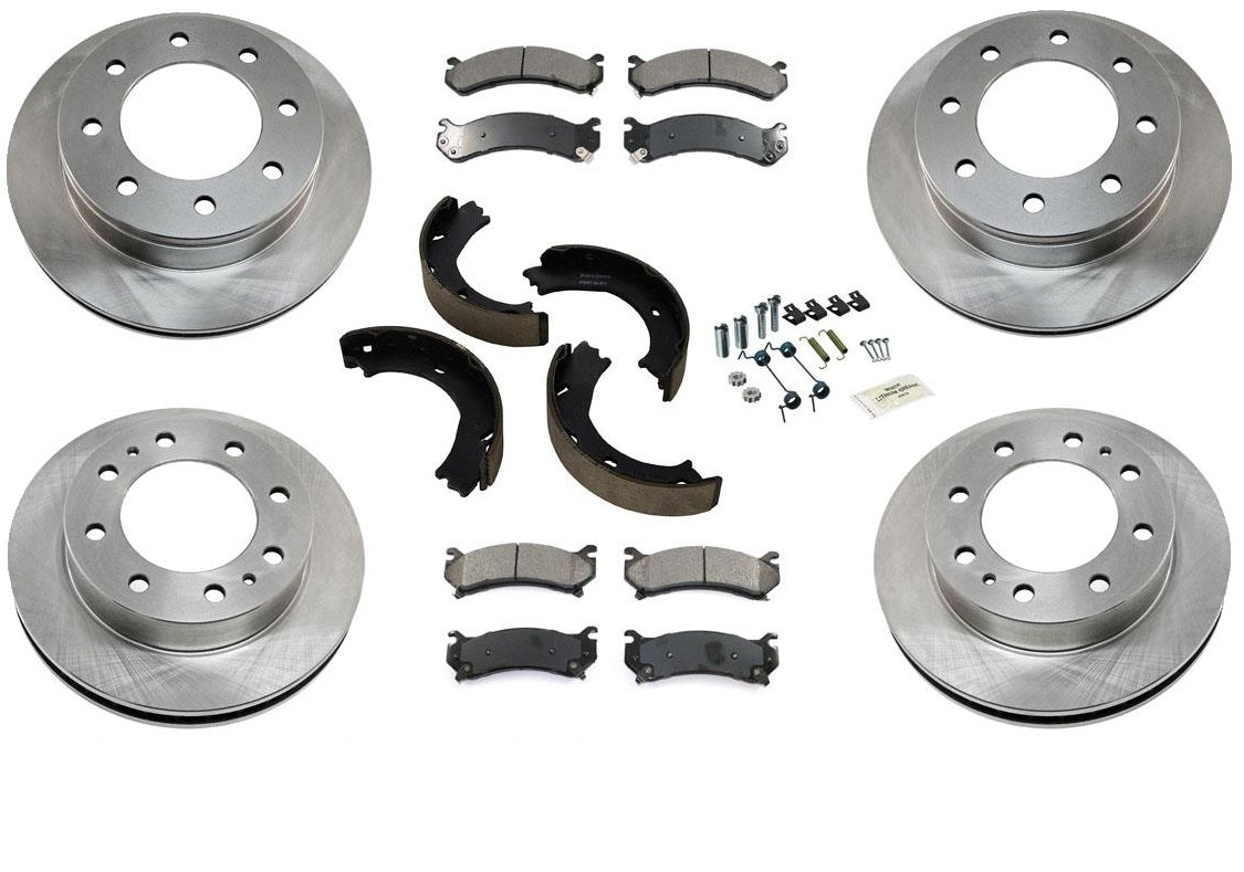 Front & Rear Rotors Brake Pads Parking Shoes Spring Kit for Hummer H2 2003-2009