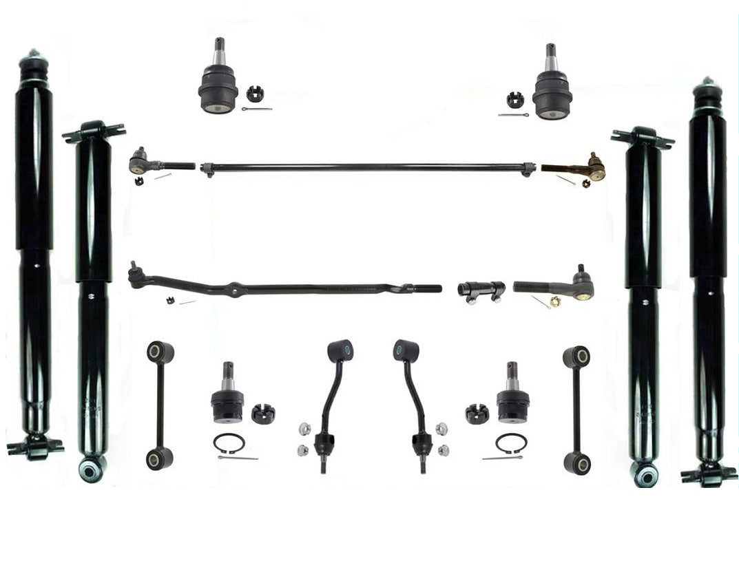 18pc Kit Tie Rod Drag Link Sleeve & Front & Rear Shocks Fits Jeep Wrangler 97-06