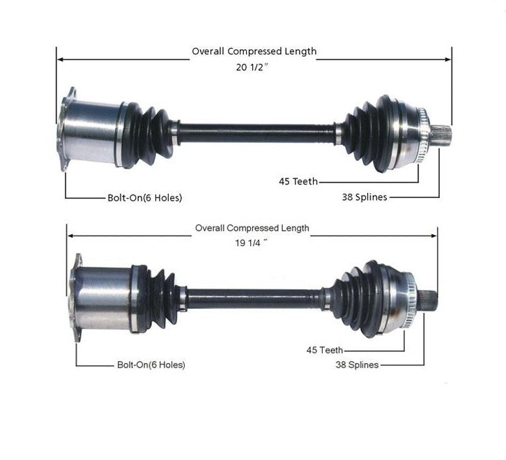 CV AXLE SHAFTS For 02-04 Audi A4 Quattro Sedan 1.8L 3.0L Automatic Transmission