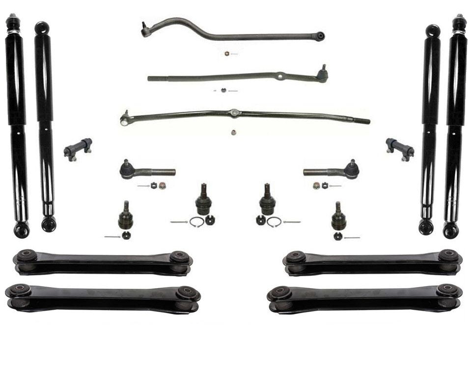00-01 Ram 1500 4x4 Barras de acoplamiento de arrastre Barra de seguimiento Juntas de bolas Brazos de control Amortiguadores 19
