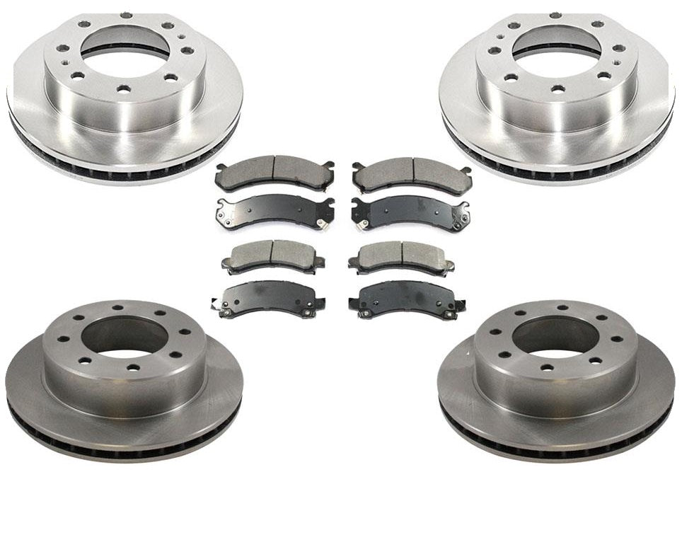 Rotores y pastillas de 8 pernos F y R 8500LB GVW 03-06 Chevrolet Express Van G2500 8 lengüetas