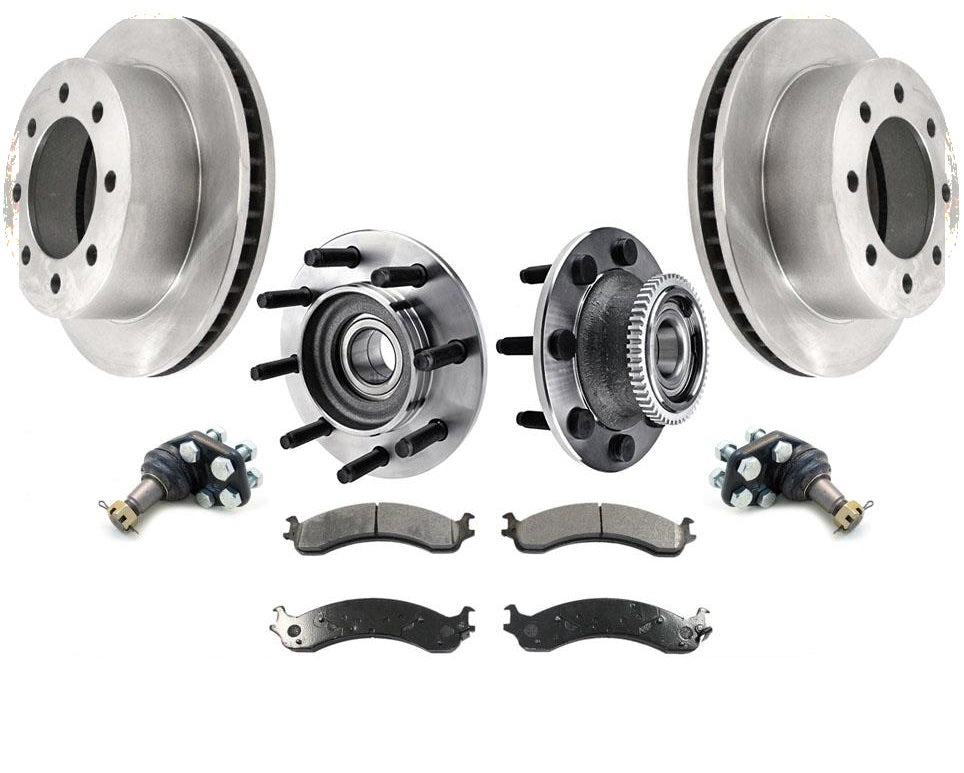 For 00-02 Ram 2500 Pick Up Rear Wheel Drive Rotors Pads Hub Wheel Bearings BJ
