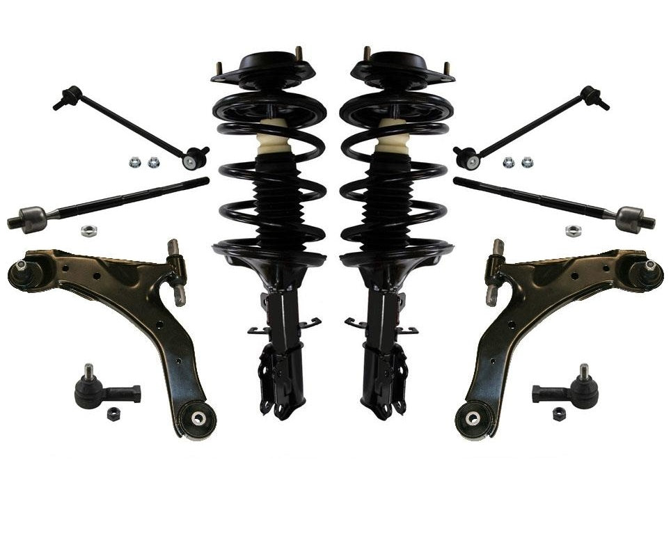 Front Struts Control Arms Tie Rod 8pc Kit Chassis Kit for Kia Spectra 2005-2009
