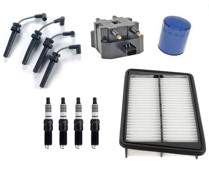 for 03-06 Wrangler 2.4L 4 Cyl Ignition Coil + Wire Set Plugs Air Oil Filter 8Pc