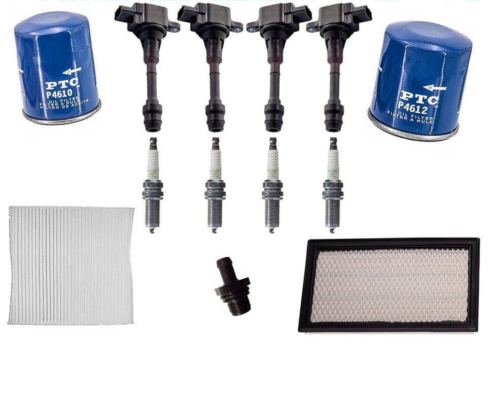 New Ignition Coils Spark Plugs Air Oil Gas Filters for Nissan Altima 2.5 02-06