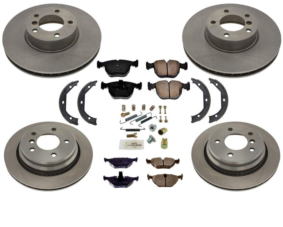 Frenos Disco Rotores Pastillas Cerámicas Resortes Park Zapatos para 01-03 BMW 540i 8pc