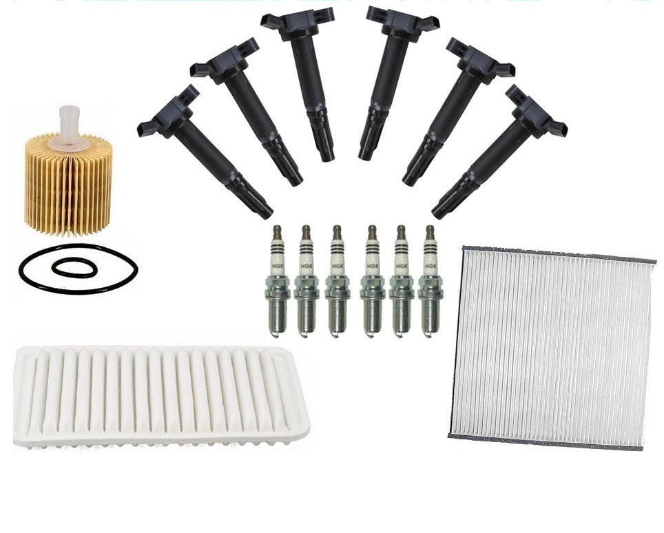 Ignition Coils Spark Plugs Oil Air Cabin Filter for Toyota Sienna 3.5L 07-10