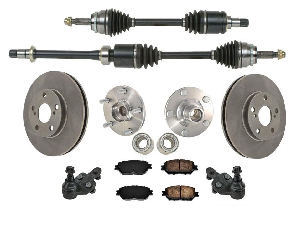 Axles Rotors Pads Ball Joints Wheel Hub Bearings For Toyota Camry LE 02-03 2.4L
