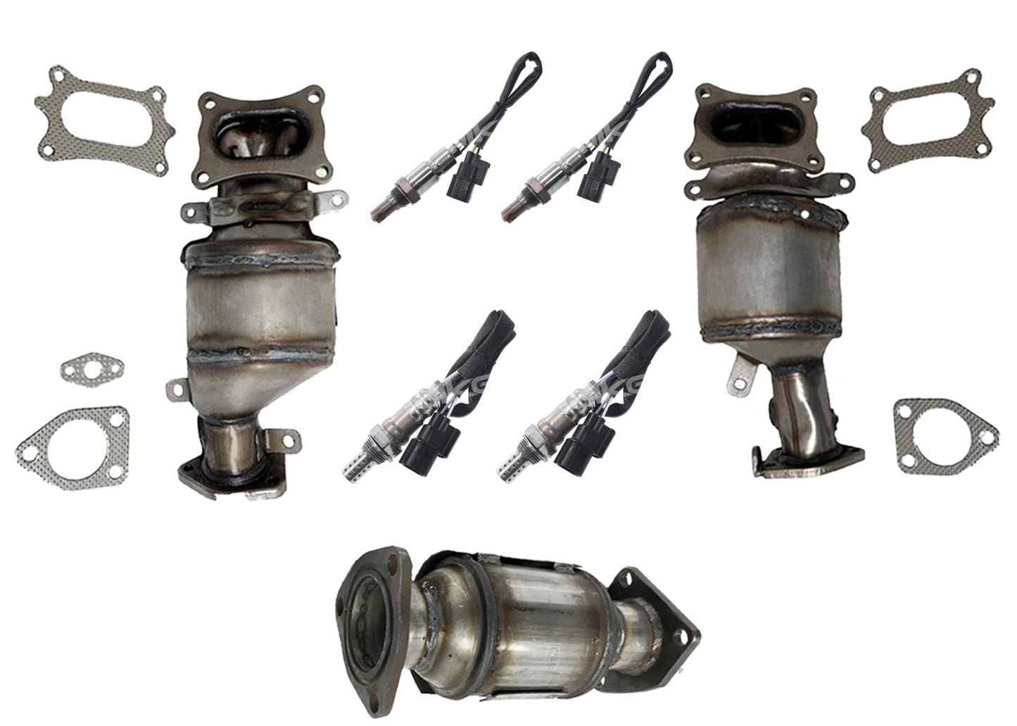 Front Rear Low Rear Manifold Catalytic Converter & Sensors For Honda Pilot 09-11