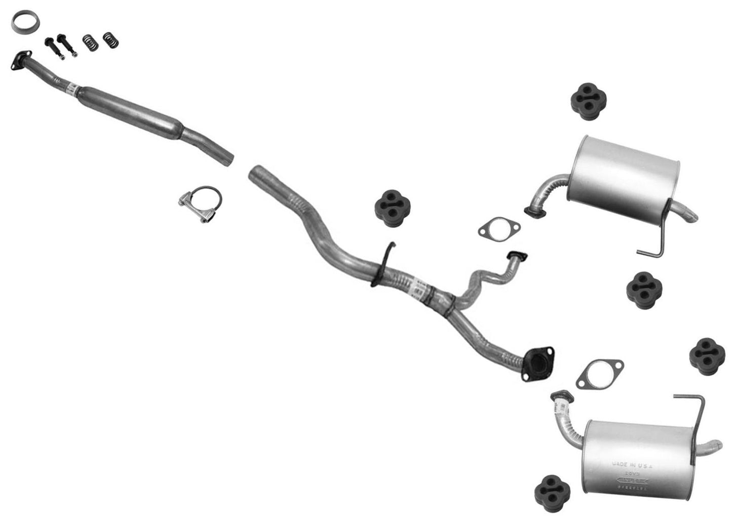 Dual Mufflers Resonator Pipe Exhaust System for Subaru Outback 2005 2.5L