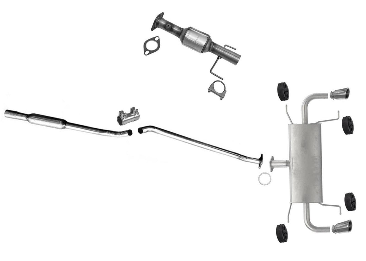 Catalytic Converter Muffler Resonator Pipe for 14-2016 Mazda 6 2.5L Chrome Tips