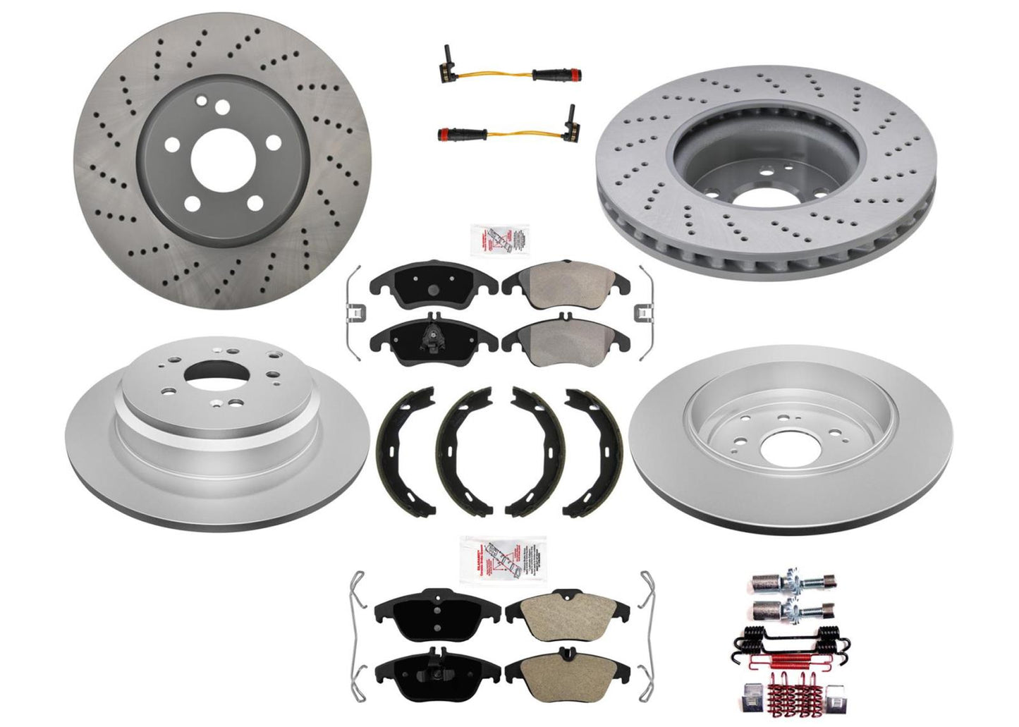 Drilled Front & Rear Brake Disc Rotors Pads for Mercedes Benz C300 2013 2014