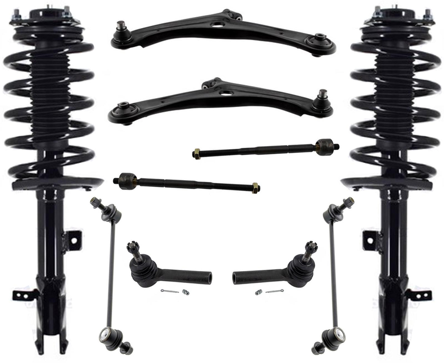 Front Struts Control Arms Tie Rods Links For Compass 2012-2017 4WD Manual Trans