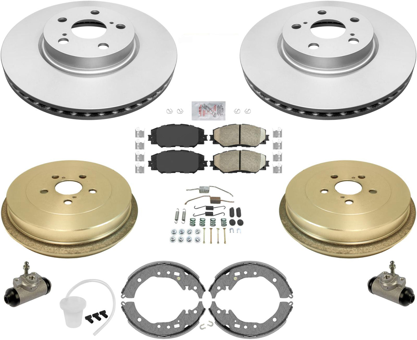 Front Rotors Brake Pads Rear Drums Shoes Hardware For Toyota Corolla 09-13 1.8L
