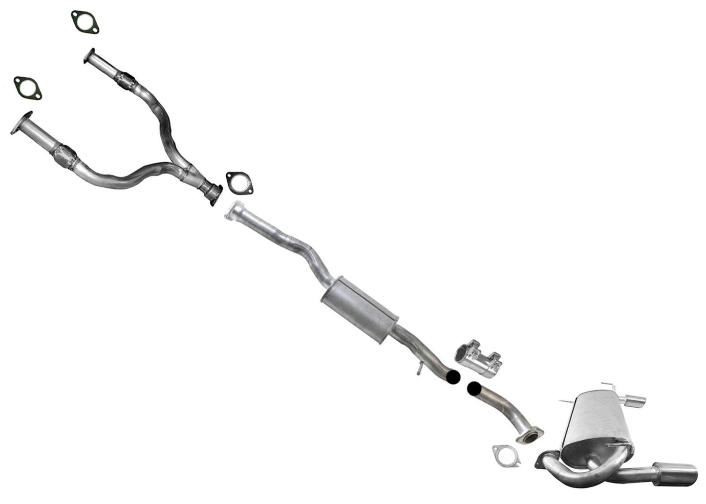 Y Pipe Resonator Pipe Rear Muffler Exhaust System for Infiniti FX35 2005-2006
