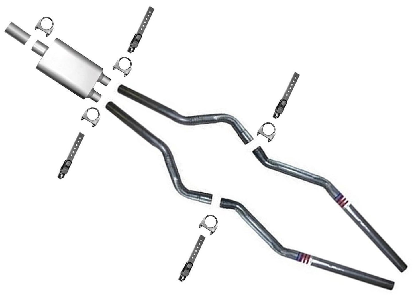 Se adapta a Ford F150 F250 BIG DADDY Dynomax 17661 de 1988-1998 con entrada de 3 pulgadas y escape doble