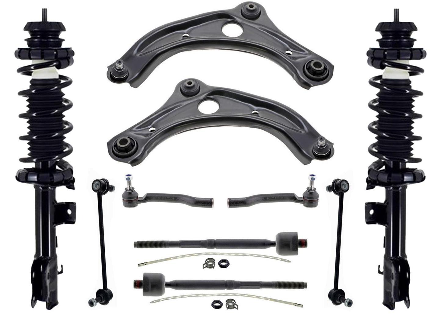 Front Complete Strut Lower Control Arms & Links Tie Rods for Nissan Versa 2020