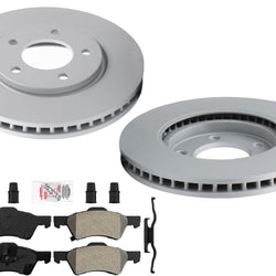Front GEO Coated Disc Brake Rotors & Pads For Chrysler Town & Country 2001-2007