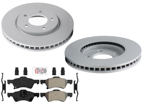 Front GEO Coated Disc Brake Rotors & Pads For Chrysler Town & Country 2001-2007