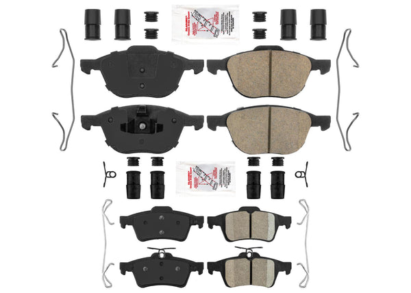 AME Front & Rear Ceramic Disc Brake Pads Hardware for Ford EcoSport 2018-2022