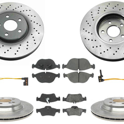 Disc Brake Rotors & Ceramic Pads Sensor for Mercedes-Benz S430 S500 4Matic 03-06