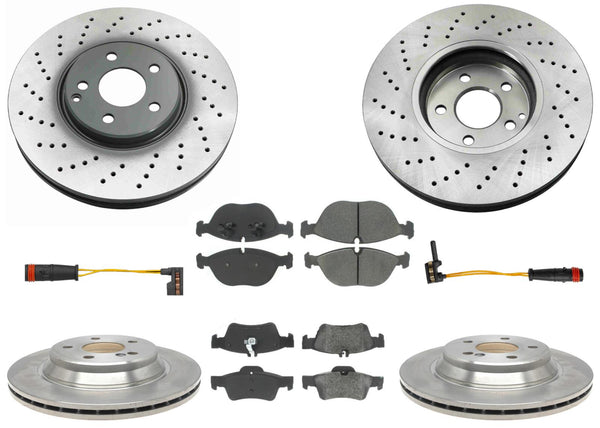 Disc Brake Rotors & Ceramic Pads Sensor for Mercedes-Benz S430 S500 4Matic 03-06