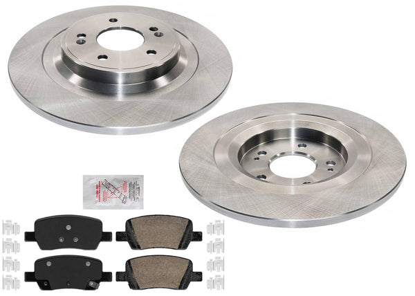 Rear Coated Disc Brake Rotors & Pads for Hyundai Santa Fe 2.5 Limited 21-25