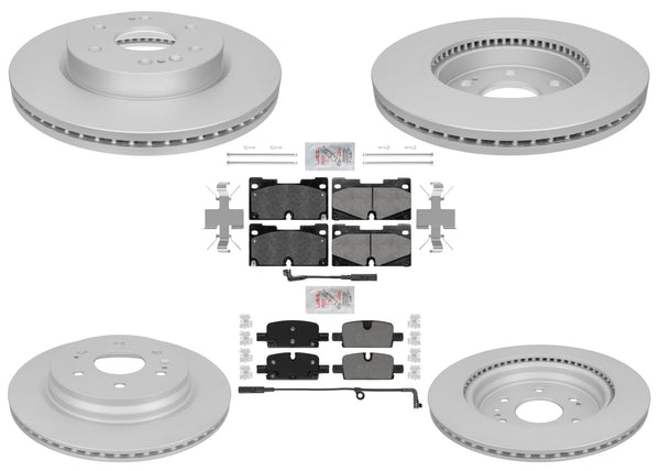 Front & Rear Coated Disc Brake Rotors & Pads Sensor For Chevrolet Tahoe 2021-25
