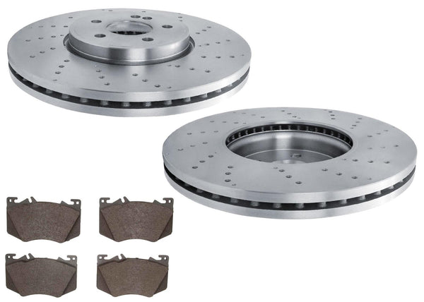 Front Drilled Disc Brake Rotors Brake Pads for Mercedes Benz CLA35 AMG 2020-2025