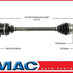 A4 PASSAT 1.8L TURBO P/S VW7253A Right New CV Complete Assembly