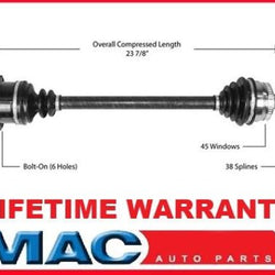 2002-2004 Audi A4 Quattro 1.8L M/T D/S CV Drive Axle Shaft