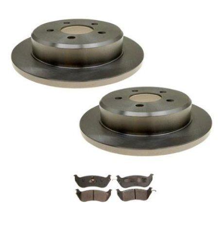 97-02 Grand Marquis Crown Victoria Town Car (2) Rear Brake Rotors & Ceramic Pads
