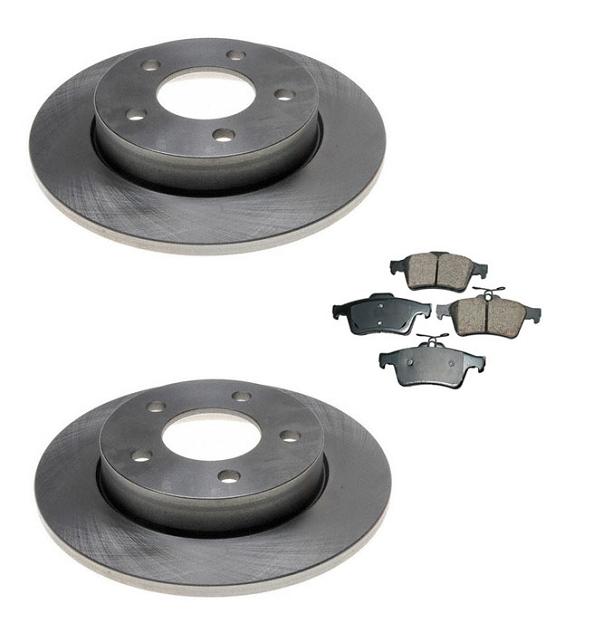 For 2006-2010 Mazda 3 2.0L Rear Left and Right Brake Rotors & Ceramic Brake Pads