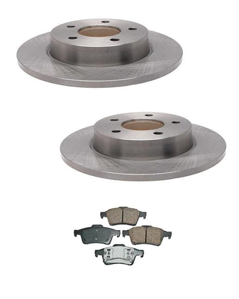 2003-2004 Mazda 3 2.3L Rear Left and Right Brake Rotors & Ceramic Brake Pads
