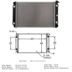 GM Cars OSC 1046 NUEVO RADIADOR 26 3/8 X 17 X 1 Pulgada CON ENFRIADOR DE ACEITE DEL MOTOR 