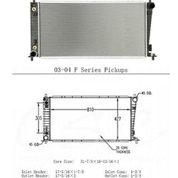 Ford Truck 31 7/8 x17 1/16x1 Pulgada Tope de núcleo Mida su núcleo OSC 2596 Radiador 
