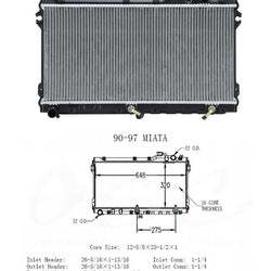 1990-1997 MAZDA MIATA 1.6L 1.8LH/D 2 filas NUEVO OSC 1140 MARCA Radiador M/T SOLAMENTE