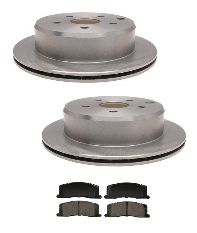 Fits 1991-1997 Toyota Previa Rear Brake Disc Rotors & Ceramic Brake Pads