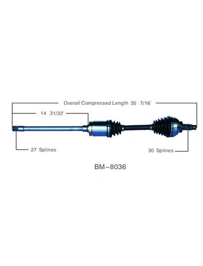 2001-2005 BMW 325xi 330xi E46 P/S NUEVO Eje de transmisión CV BM8036